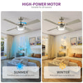 Dextrus 52'' Ceiling Fan with Light and Remote Control, 6 Speeds, 5 Timer Settings, and Dual Finish Blades (Nickel)