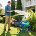 Garden Hose Reel Cart Holds 230FT of 5/8" Hose, Heavy Duty Hose Cart with 2 Wheels & Storage Basket, Portable Water Hose Organizer for Yard