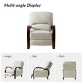 Set of 2 Alex Mid Century Modern Genuine Leather Manual Recliners with Curved Wooden Arms
