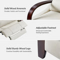 Set of 2 Alex Mid Century Modern Genuine Leather Manual Recliners with Curved Wooden Arms