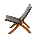 Woven Leather Folding Chair with Brown Wood Frame Available in Black or Brown Roche River Decor