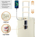 20 in Carry on Luggage with Cup Holder & USB Port, Airline Approved TSA Locked Luggage, Lightweight PC Material Travel Suitcase