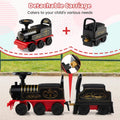 6V 2 Seater Ride On Train with Detachable Carriage, Under Seat Storage, Whistle & Flashing LED Lights, Trackless Electric Ride On Toy for Kids