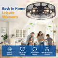 26 Inch Farmhouse Caged Ceiling Fan with Light, Remote & APP Control Quiet DC Motor E26 Bulbs Included Black