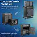 2 in 1 Rolling Tool Chest, 5-Drawer Tool Storage Cabinet with Wheels, Adjustable Shelf, Tool Box Organizer for Garage Warehouse Workshop